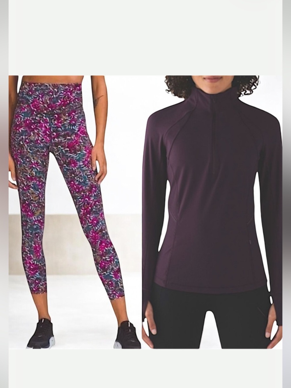 Lululemon Women's Floral Leggings and Jacket Set Size 4
